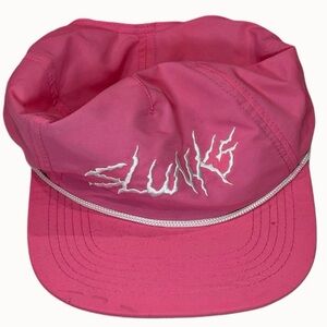 Slunks Pink Nylon Rope Snapback Hat Retro Athletic Streetwear